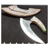 Handmade Curved Blade Knife with Leather Sheath