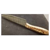Handcrafted Knife With Damascus Steel Blade and Wo