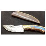Handcrafted Hunting Knife with Decorative Handle a