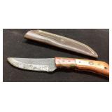 Fixed Blade Knife with Decorative Handle and Leath
