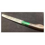 Damascus Steel Knife with Wooden and Green Handle,