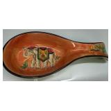Painted Ceramic Spoon Rest with Elephant Design