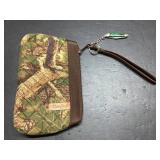 Camo Pattern Quilted Zipper Pouch with Wrist Strap