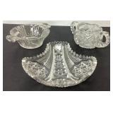 Cut Glass Serving Dish and Creamer & Sugar Bowl Se