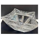 Cut Glass Square Serving Bowl with Geometric Desig