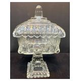 Pressed Glass Lidded Pedestal Candy Dish