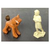 2-Inch Tall Figures: Wooden Deer and Plastic Figur