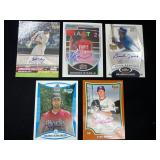 5 Autographed Trading Cards: 4 Topps MLB and 1 Bow