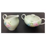 Porcelain Creamer and Sugar Bowl Set with Floral D
