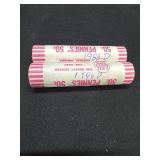 Two Rolls of 1986 D Lincoln Pennies in Original Ba