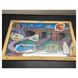 Wooden Nighttime Puzzle with Transportation Theme