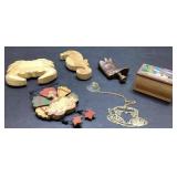 Decorative Items Including Wood Carvings and Minia