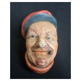 Hand-Painted Carved Male Face Wall Sculpture with