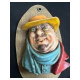 Hand-Painted Ceramic Wall Plaque Featuring Male Bu