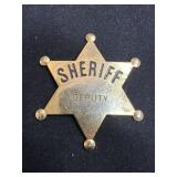 Vintage Brass Sheriff Deputy Badge in a Star Shape