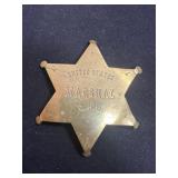 United States Marshal Brass Six-Point Star Badge