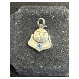 Silver Masonic Pendant with Blue Stone Accent