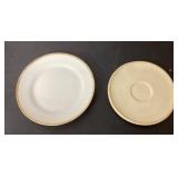 Two 6 to 6 1/2 Inch Plates with Gold Trim