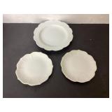 Three Ceramic Plates With Scalloped Edges