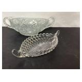 Cut Glass Serving Dishes with Handles, 12 Inches L