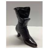 Ceramic Black Victorian-Style Boot Figurine, Appro