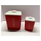 Mar-crest Red Plastic Flour and Tea Canisters with