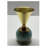 Handcrafted Delftware Brass and Copper Vase, 6 Inc