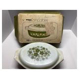 Pyrex Spring Blossom Green 945 Oval Casserole Dish