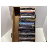 30 Assorted DVD Movies in Cardboard Storage Box