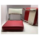 Two Red and White Folding Boat Seats with Metal Fr