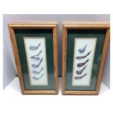 Framed Golf Club Illustrations, Approx. 9 1/2 x 17