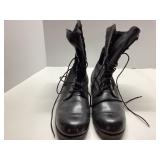 Black Leather Combat Boots with Lug Soles, Size 8