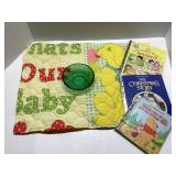Children's Book Lot with Decorative Quilt and Glas