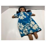 Handmade Cloth Rag Doll With Blue Floral Dress, 20