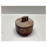 Carved Stone Jar with Lid and Elephant Handle