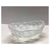 Clear Glass Bowl with Floral and Leaf Design, Appr