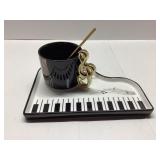 Musical-Themed Coffee Cup, Saucer, and Spoon Set