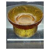 Vintage Amber Glass Ornately Designed Bowl