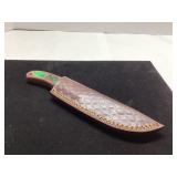 Decorative Fixed-Blade Knife with Leather Sheath