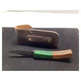Handcrafted Folding Pocket Knife with Leather Shea