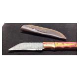 Handcrafted Damascus Knife with Multicolored Handl