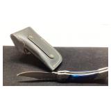 Folding Knife with Black Leather Sheath, Approxima