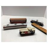 Five Model Train Cars Including Tankers, Hopper, a