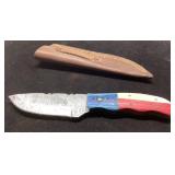 Handcrafted Damascus Steel Knife with Multicolored