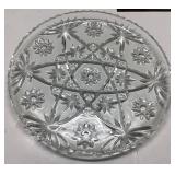 Pressed Clear Glass Plate with Starburst Pattern,