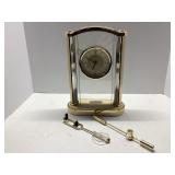 Glass and Brass Mantel Clock with Accessories