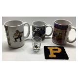 Purdue-Themed Mugs, Shot Glass, and Coaster