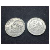 Two Mexican Coins Featuring 1971 and 1980 Designs