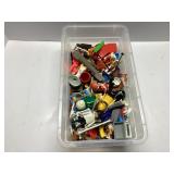 Playmobil Figures and Accessories in Plastic Bin
