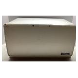 Metal Bread Box With Hinged Wooden Lid